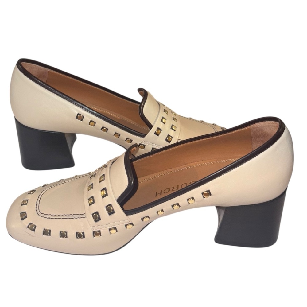 Tory Burch Studded Leather Classic 55mm Stacked Heel Loafers - Picture 4 of 7